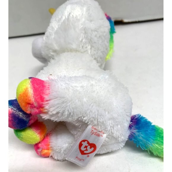 Ty Beanie Boos Pixy 6 in Tall Stuffed Animal Plush Toy Rainbow Mane Tail Paws Un - Picture 5 of 5